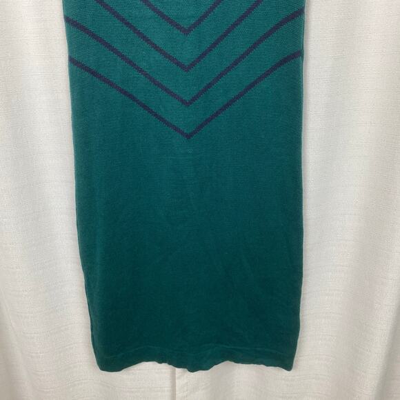 ModCloth Green Multi Chevron Sweater Midi Dress Sz.M - Picture 4 of 11